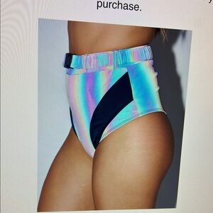 iHeartRaves Silver and Black High Waist Shorts